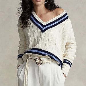 Polo Ralph Lauren Cable-Knit Cotton Cricket Sweater